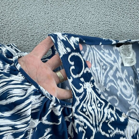 MSK Womens Blue & White Off-Shoulder Ikat Polyester/Spandex Blend Size L 3951 - Picture 4 of 8